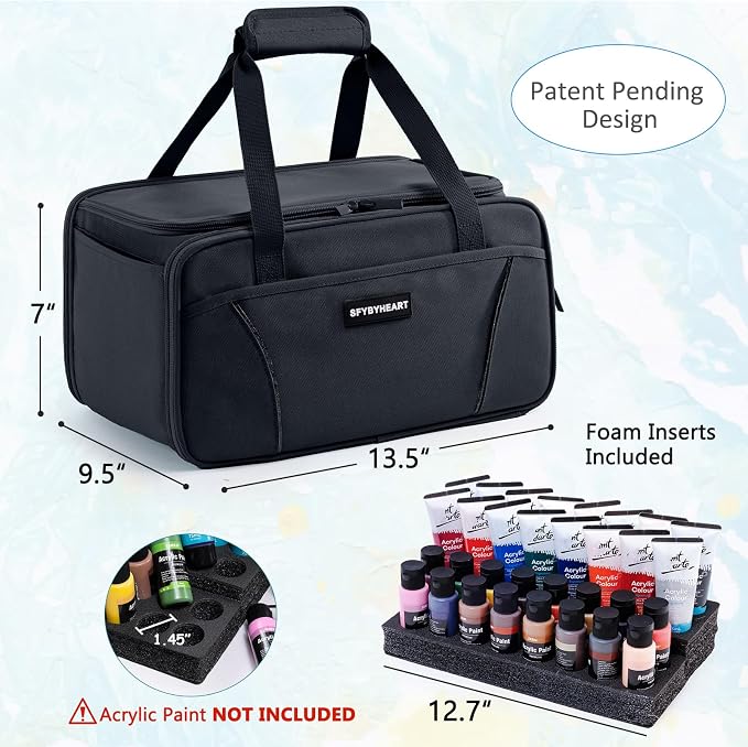 SFYBYHEART Acrylic Paint Storage, Craft Organizer, Art Supply Organizer, Art Tote Bags, Paints Brush Holder for Apple Barrel Acrylic Painting, Palette Board - Image 2