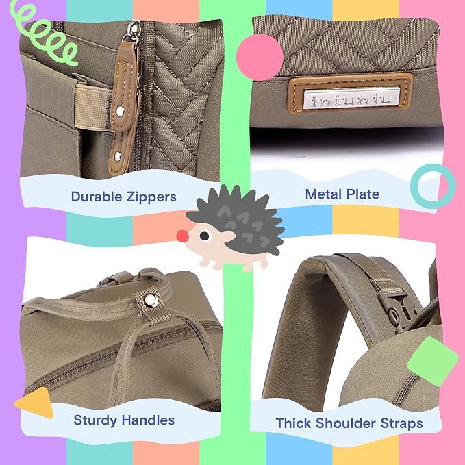 iniuniu Baby Diaper Bag Backpack, 4 in 1 kit Large Capacity Travel Backpack | Waterproof Backpack for Moms Dads,Travel Backpack with Pouch,Washable Changing Pad, Baby Essentials - Image 5