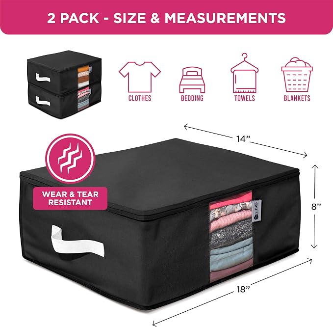 Cedar Clothes Storage Bag Organizer, Protects From Moths, Set of 2, Black | Protects from Moths, Moisture, Dirt & Dust, Underbed Storage Bags for Clothes, Cashmere Sweaters, Bedding & More - Image 3