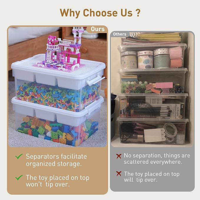 Citylife 17QT 4-Pack Plastic Craft Storage Box Buildable Lid Removable Tray | Plastic Craft Organizers and Storage with Build-On Lid for Beads, Tools, Sewing Supplies, Deep Base, Secure Clasp, kids Toy - Image 8