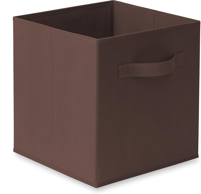 Casafield Set of 12 Collapsible Fabric Cube Storage Bins, Brown - 11" Foldable Cloth Baskets for Shelves, Cubby Organizers & More - Image 2
