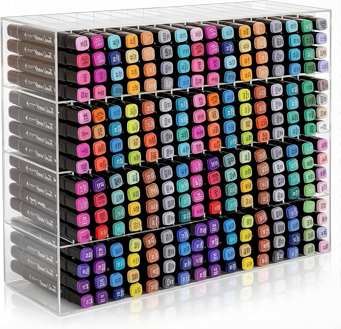 Colingmill Acrylic Marker Organizer for 256 Markers, Extra Large Art Marker Storage Rack for Desk, Back to School Supplies Durable Desk Storage for Artists Teachers Students Office(Medium) - Image 8