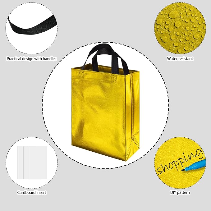 BLEWINDZ 100 Medium Reusable Gift Bags with Handles - Ideal Party Favors & Shopping Bags (10 Colors) - Image 6