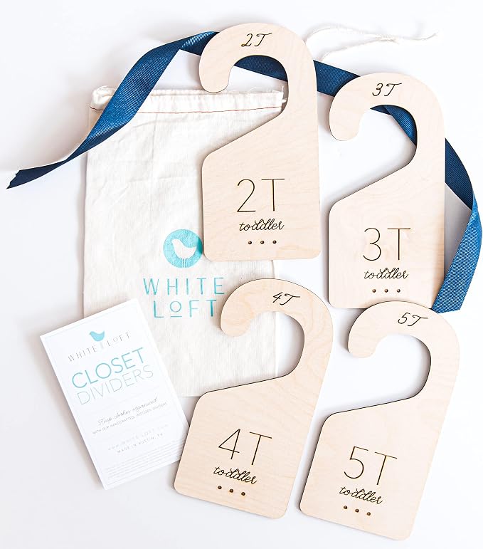 Loft Toddler Closet Dividers Durable Birch Kids Closet Organizer Timeless Etched Design for 2T-5T (Set of 4) - Image 9