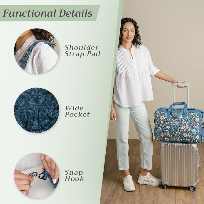 Maison d' Hermine Weekender Bags for Women Cotton Quilted Duffel Overnight Luggage Weekend Bag for Men Gym Gifts Travel | Overnight Luggage Weekend Bag for Men Gym Sports Gifts Duffle bag Business Travellers Trip Spring Summer - Image 4