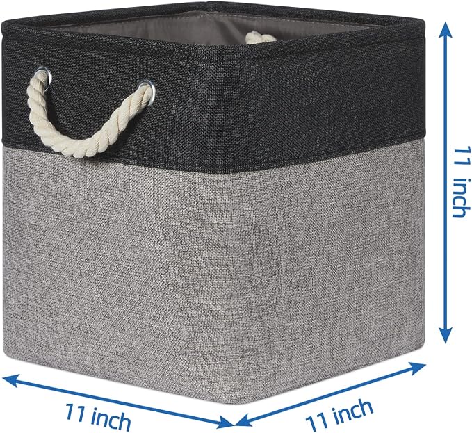 Temary Storage Baskets 4 Pack Fabric Storage Cubes Basket for Organizing, Collapsible Cloth Baskets with Handles for Shelves, Home, Closet (Black&Gray) - Image 3