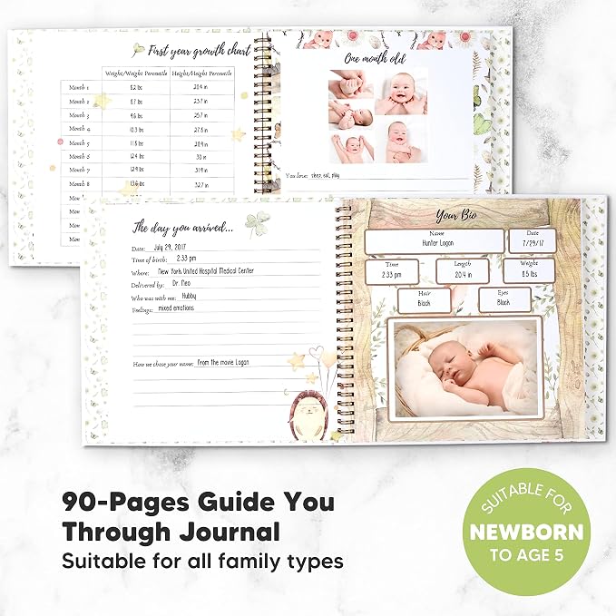 KeaBabies Inspire: Pregnancy Journal Memory Book and First 5 Years Baby Memory Book Journal - 90 Pages Hardcover Pregnancy Book - 90 Pages Hardcover First Year Keepsake Milestone Baby Book - Image 6