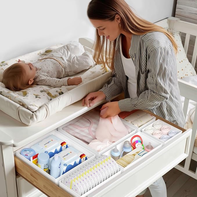 DIMJ Drawer Organizer Clothes Storage - 24 Pack Baby Dresser Organizer for Nursery, Small Fabric Closet Drawer Organizer Bins for Underwears Socks, Foldable Storage Dividers Organization for Bedroom - Image 3