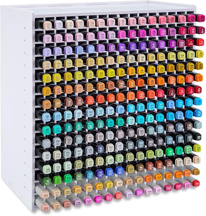 Marker Pen Organizer Holder for 240 Markers | Craft Art Supply Storage Rack, Desktop Art Marker Pens Colored Pencils Holder Storage Case for Home Classroom Office by SANFURNEY
