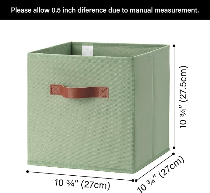 GRANNY SAYS 11 Inch Fabric Storage Cubes, 6-Pack, Sage Green | Collapsible Cube Storage Bins with Thickened Base Plate, Sturdy Handles, Decorative Baskets for Shelves, Closet - Image 8