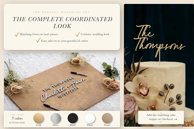 Personalized Last Name Guest Book, Unique Guest Book Sign, Custom Alternative Guest Book, Wooden Guest Book, Wedding Ceremony Guestbook Sign (Design 6) - Image 5