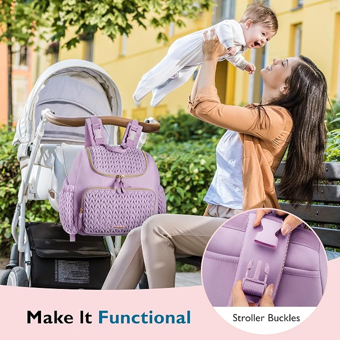 mommore Diaper Bag Backpack, Stylish Mini Travel Bag with Changing Pad | Insulated Pockets & Stroller Straps; small diaper backpack, compact maternity bag for baby essentials, hospital & daily work - Image 2