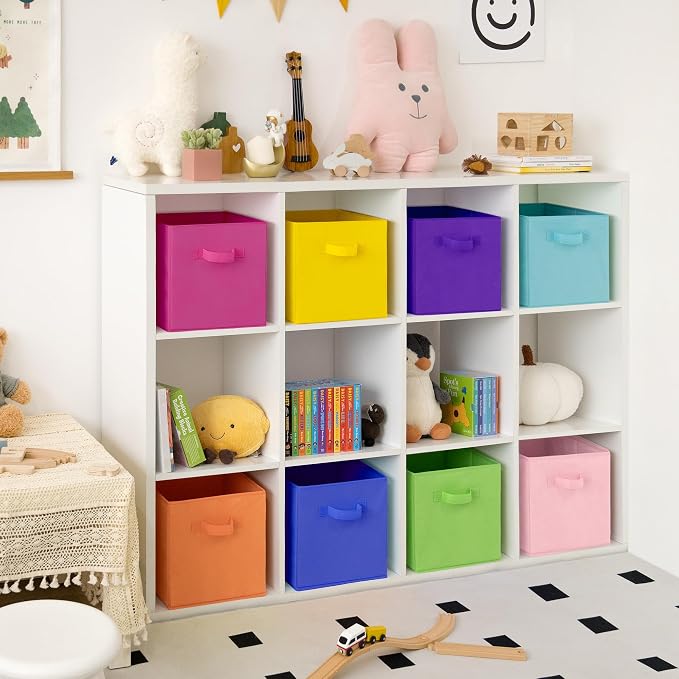 GRANNY SAYS 11 Inch Cube Storage Bins, Cube Organizers, Rainbow, 8-Pack | Collapsible Storage Boxes with Thickened Base Plate, Sturdy Handles, Decorative Baskets for Shelves, Closet - Image 2
