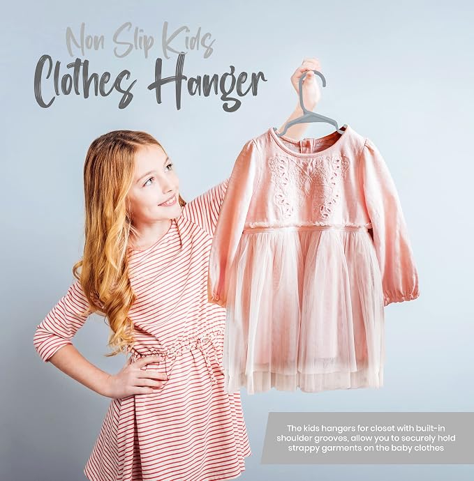 Utopia Home Kids Hangers 20 Pack – 11.5 Inch Baby Closet Hangers Gray | Plastic baby hangers | Fits children's & infant clothes | Gentle on delicate garments - Image 7