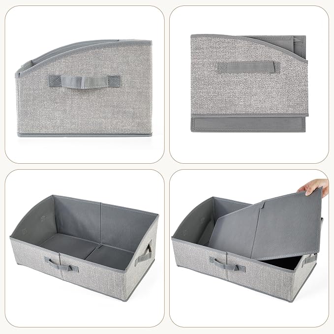 DAYARD Fabric Bins [3-Pack], Trapezoid Storage Bins with Handles, Foldable Baskets Storage Boxes for Shelves, Closet, Bookshelf, Organizer Containers, 20 x 11 x 8 inch Grey - Image 6