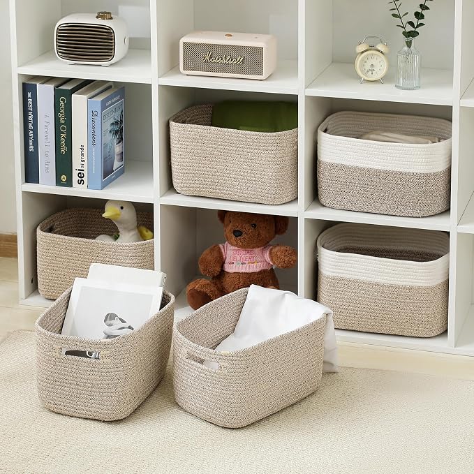 4 Pack Storage Baskets 12.7''Lx9''Wx7.8''H,for Organizing, Woven Baskets for Shelves - Perfect for Toys, Books, Towels, and Clothes, Durable Gift Basket Bins Toy Storage (Brow+) - Image 2
