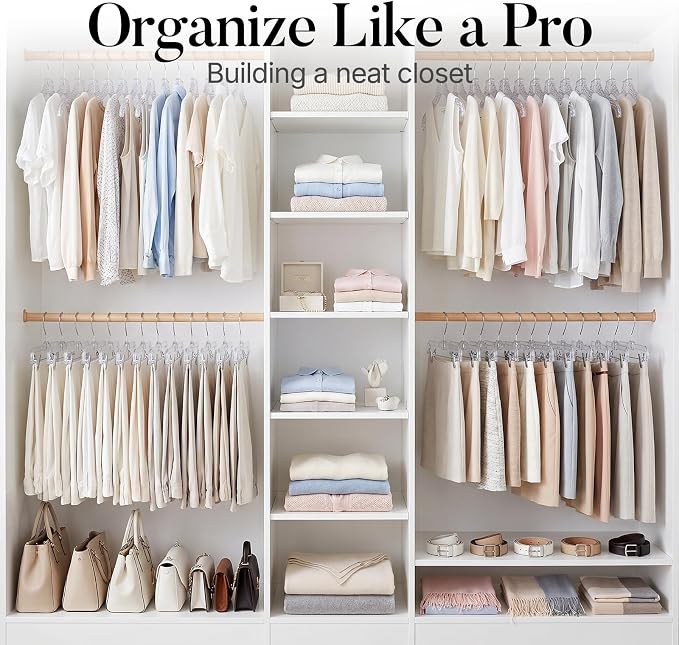 HOUSE DAY Clear Pants Hangers with Clips 12 Pack, Plastic Skirt Hangers for Women, 14 Inch Clip Hanger for Pants, Skirts, Jeans, Shorts, Legging, with 360-degree Swivel Hook, 2 Adjustable Clips - Image 8