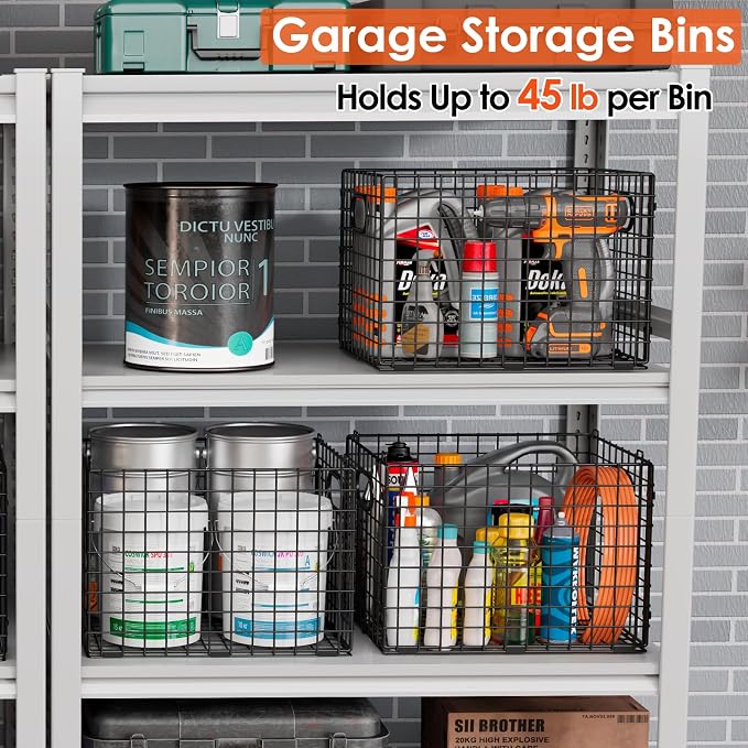 3-Pack Metal Milk Crate for Storage, Large 40qt Stackable Collapsible Storage Bins with Handle, Heavy Duty Storage Baskets for Shelves, Folding Basket Organizer for Car, Garage, Home, Camping, Office - Image 4