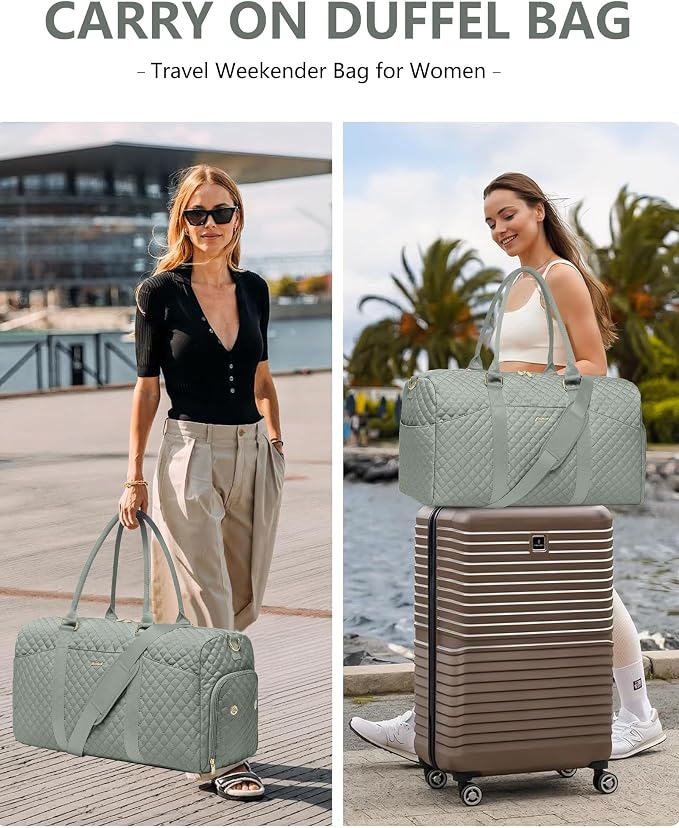 Women Weekender Travel Duffle Bag: Travel Duffel Overnight Bags with Shoe Compartment Large Carry on Tote with Toiletry Bag Weekend Traveling Yoga Gym Hospital Bag for Women with Wet Pocket Green - Image 6
