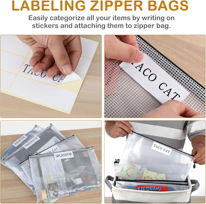 Lukeline Board Game Storage Kit Include 2 Storage Basket and 20pcs Zipper Bags, Board Game Organizer with Writable Stickers and Dispensing, Suitable for Puzzle Storage, Toys, Building Blocks, Document - Image 3