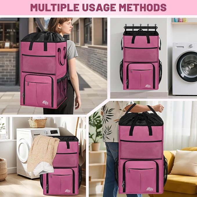 Large Laundry Backpack Bag with 3 Sizes Mesh Wash Bags Total 170L | 2 in 1 Laundry Hamper Basket with Shoulder Straps, Freestanding Laundry Bag for College Dorm, Laundromat, Apartment - Image 5