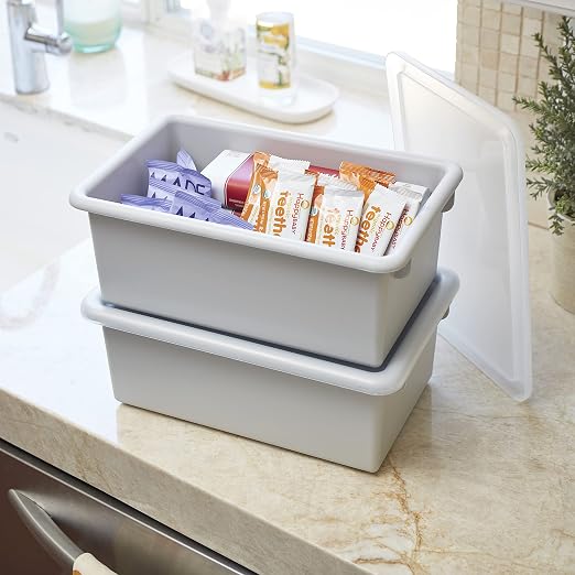 ECR4Kids Cubby Storage Bin with Lid, Multipurpose Organization, Light Grey, 10-Piece | Durable plastic, GREENGUARD Gold Certified, 7 quart capacity, lightweight & nestable, easy-lift lids, classroom/home use - Image 9