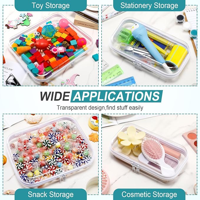 Sanwuta 6 Clear Hard Zipper Case,Clear,Three Sizes | Pencil Case Pouches ,Makeup Bag,Plastic Toiletry Diaper Bag ,Travel Toy Storage,Waterproof Organizer Bins - Image 6