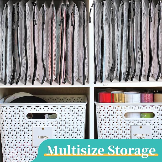 A5 Mesh Zipper Pouch, 24 Pack 9.4" x 6.9" Plastic Zipper Pouches for Organizing, Multipurpose Waterproof Zipper Bags for Travel Office Home Storage, Black - Image 6