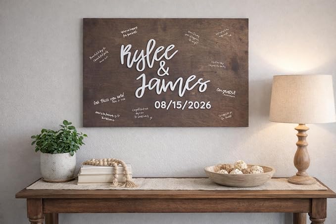 Personalized Last Name Guest Book, Unique Guest Book Sign, Custom Alternative Guest Book, Wooden Guest Book, Wedding Ceremony Guestbook Sign (Design 10) - Image 5