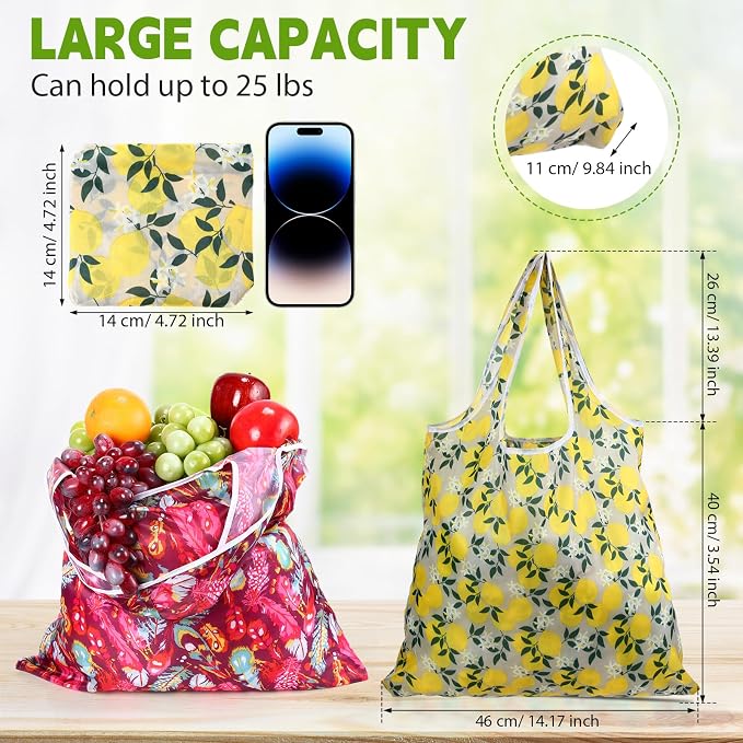 Paterr 50 Pack Reusable Grocery Bags Foldable Shopping Tote | Washable Lightweight Bags Bulk with Handles for Women Summer Beach Travel Market Gift - Image 4