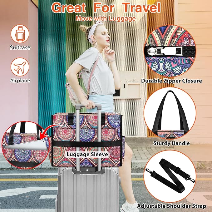 ITIEZY Large Utility Tote Bag for Women with 18 Pockets, Waterproof Teacher Nurse Bags with Zipper for Everyday Travel Work - Image 4