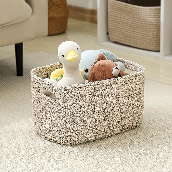 4 Pack Storage Baskets 12.7''Lx9''Wx7.8''H,for Organizing, Woven Baskets for Shelves - Perfect for Toys, Books, Towels, and Clothes, Durable Gift Basket Bins Toy Storage (Brow+) - Image 7