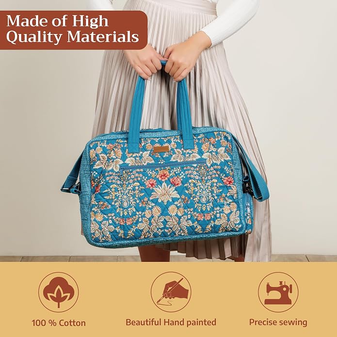 Maison d' Hermine Weekender Bags for Women Cotton Quilted Duffel Overnight Luggage Weekend Bag for Men Gym Gifts Travel | Overnight Luggage Weekend Bag for Men Gym Sports Gifts Duffle bag Business Travellers Trip Spring Summer - Image 4