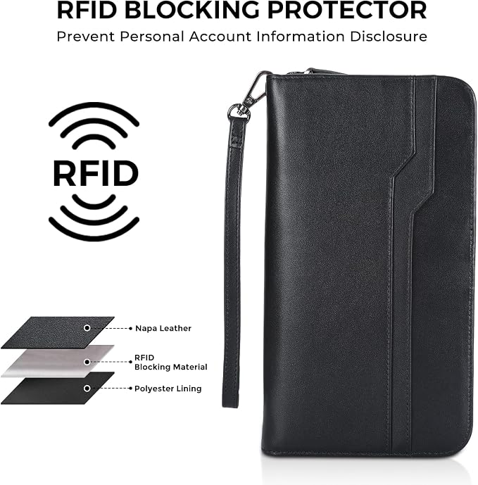 Polare Full Grain Leather Family Travel Passport Wallet and Documents Organizer RFID Blocking Case Holder Fits 6 Passports for Men and Women - Image 5