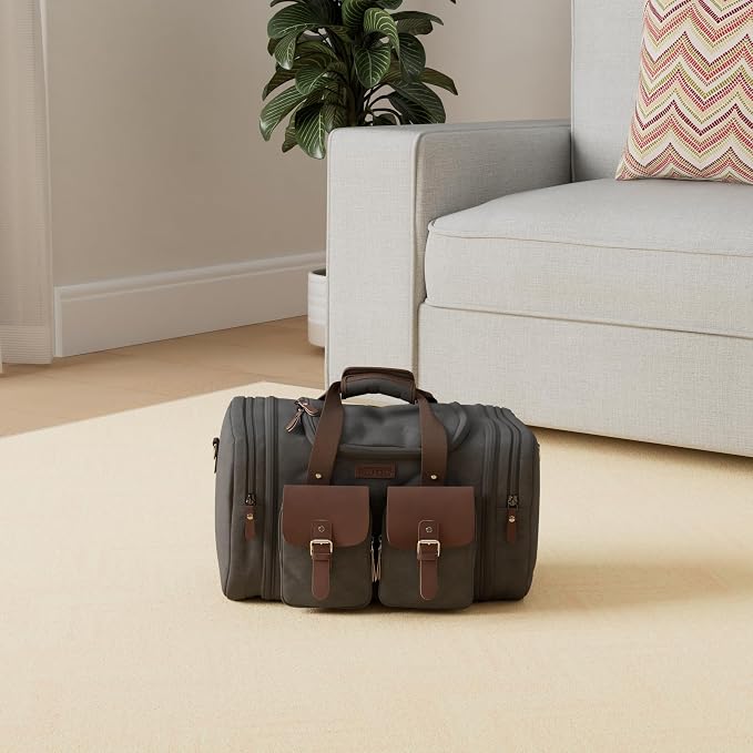 Wildroad Canvas Duffle Bag - 50L Expandable Weekender Overnight Travel Bag | Gifts for Men, Holiday Birthday Gift for Dad, Husband & Partner, Carry-on Size - Image 2