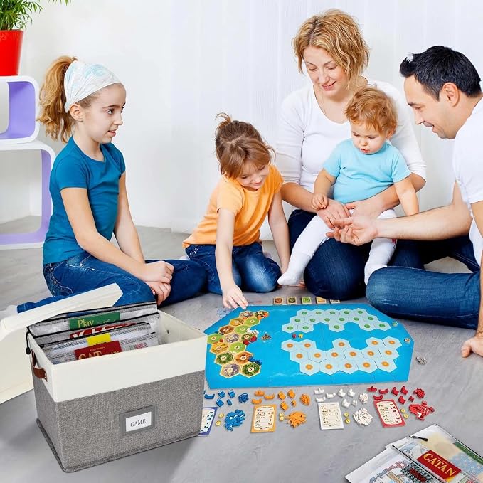 Board Game Organizer with 12pcs Zipper Bags and Writable Stickers, Storage with Lid for Office Supplies, Puzzles, Video Game, Craft Products - Image 2