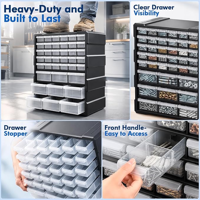Drawer Organizer Craft Organizers and Storage with Dividers Labels Thicker | Small Parts Organizer Storage Hardware Screws Nuts Bolts Building Bricks Teacher Toolbox Charms Beads Scrapbook with Labels - Image 10