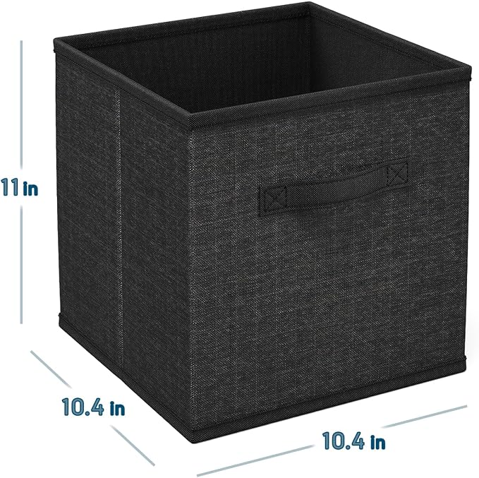 Nestl Foldable Fabric Storage Bins - 6 Cube Organizer with Handles, Black, 11-Inch for Bedroom, Playroom and More - Image 3