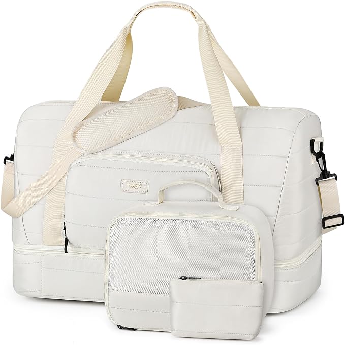 TIBES Travel Weekender Bag for Women, Overnight Bag with Shoe Compartment | 3PCS Large Travel Duffel Bag for Gym, Travel, Hospital, Business Trip, Carry On Tote, Wet & Dry Separation, Water Resistant by TIBES