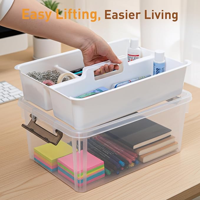 Citylife 17 QT Clear Craft Organizers and Storage Box with Handled Tray | Stackable Art Supply Organizer Storage Bins with Lids for Craft, Beads, Markers, Sewing, Tools, Playdoh, Coloring Books, - Image 3