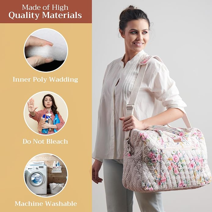 Maison d' Hermine Weekender Bags for Women Cotton Quilted Duffel Overnight Luggage Weekend Bag for Men Gym Gifts Travel | Overnight Luggage Weekend Bag for Men Gym Sports Gifts Duffle bag Business Travellers Trip Spring Summer - Image 4
