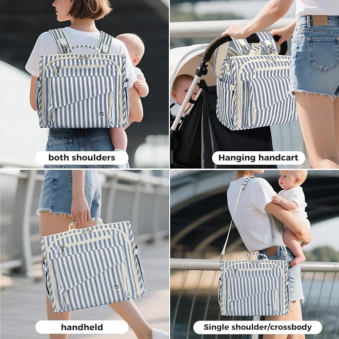 ALLCAMP Diaper Backpack, Waterproof Large Capacity Baby Bag, Multi-Function Nappy Bag with Stroller Hooks, Convertible Tote - Image 5