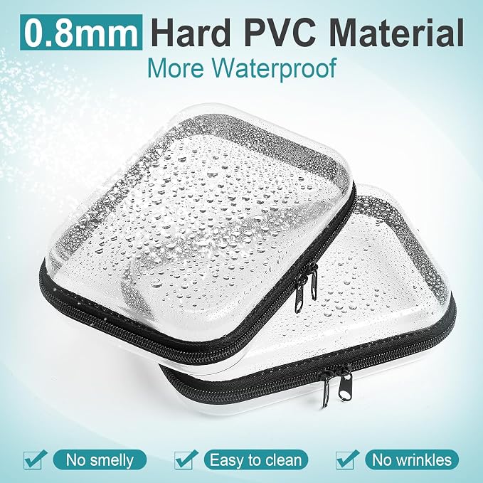 Sanwuta 6 Clear Hard Zipper Case,Black,7.09 X 5.12 X 2 Inch | Pencil Case Pouches ,Makeup Bag,Plastic Toiletry Diaper Bag ,Travel Toy Storage,Waterproof Organizer Bins - Image 4