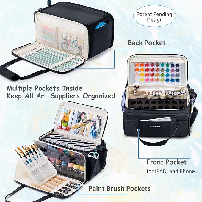 SFYBYHEART Acrylic Paint Storage, Craft Organizer, Art Supply Organizer, Art Tote Bags, Paints Brush Holder for Apple Barrel Acrylic Painting, Palette Board - Image 5