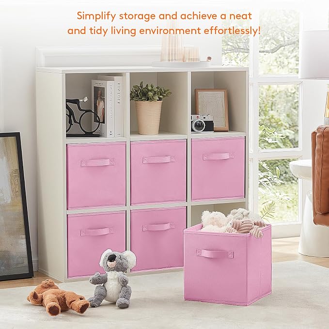 Lifewit Storage Cubes, 11 Inch Organizer Bins, 18L Pink, 6 Packs | Foldable Decorative Fabric Storage Baskets for Organizing Home Organizers with Handles for Shelves, Closet - Image 7
