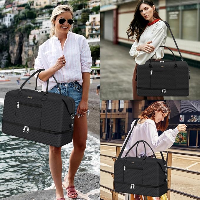 ITIEZY Weekender Bag for Women 21.5" Travel Duffel Large Carry On Bag 3PCS | Nylon Duffel Bag with Waterproof Shoe Compartment, Crossbody Bag and Toiletry Bag, Travel Weekend Hospital Overnight Gym Bag - Image 6