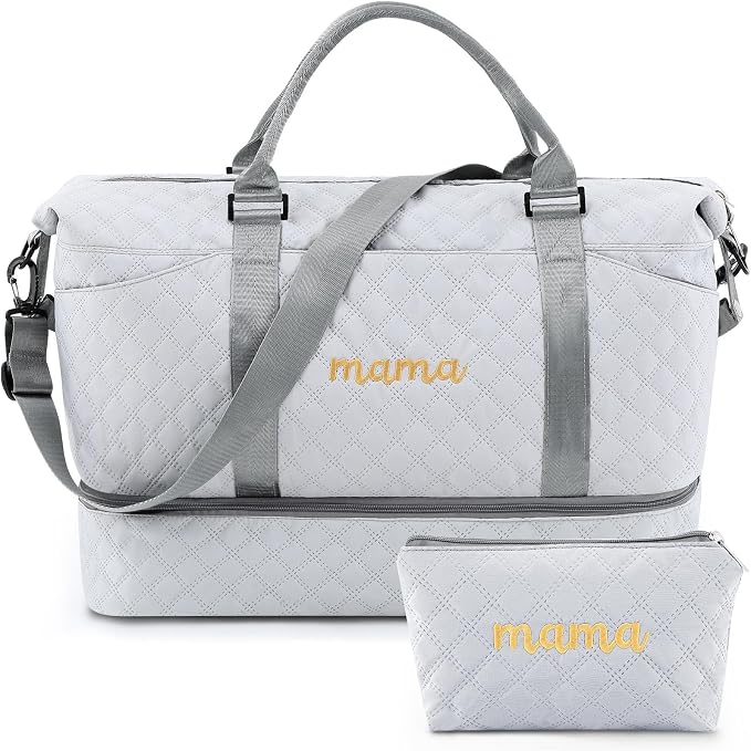 Dansydaisy Mama Hospital Bag for Women Labor Delivery,Gray | Travel Duffle Bag with Shoe Compartment and Toiletry Pouch Waterproof Weekender Bag for Women Pregnancy Overnight Gym Gift by Dansydaisy