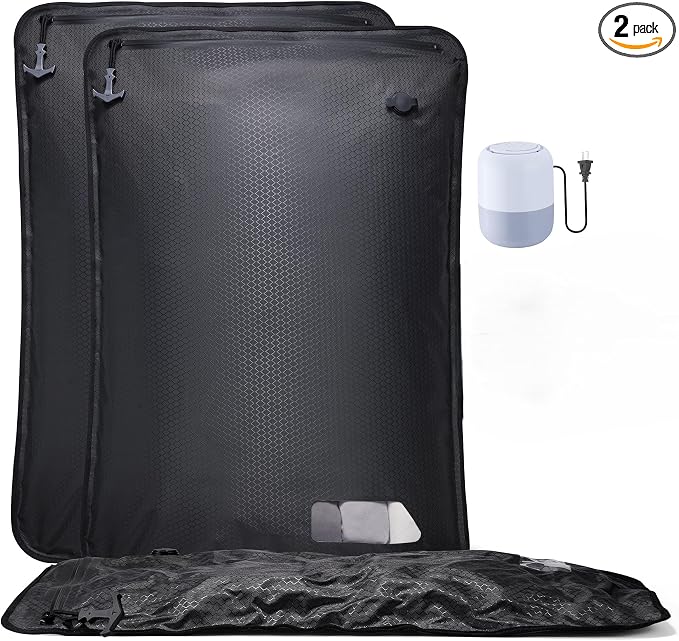Relime Essential Vacuum Bags for Travel Luggage, Reusable Compression Bags for Checked Suitcases, Vacuum Seal Spacesaver for Cloth Packin(2Large+Pump) by Relime