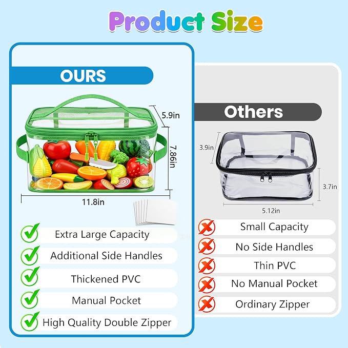 6-Pack Extra Large Clear Toy Storage Bags Transparent Waterproof With Zippers & Labels Durable Reusable Organizer for Blocks,Puzzles & Games - Image 6