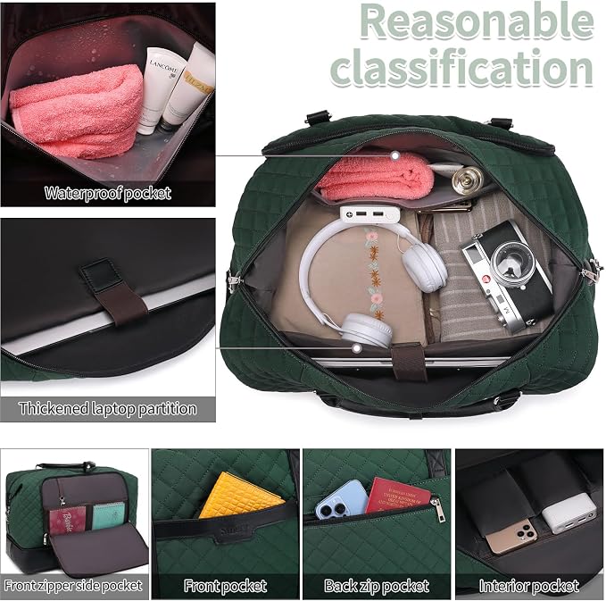 Weekender Bag, Large Travel Duffel Bag for Women, Carry on Overnight Bag with Shoe Compartment and Toiletry Bags - Image 4